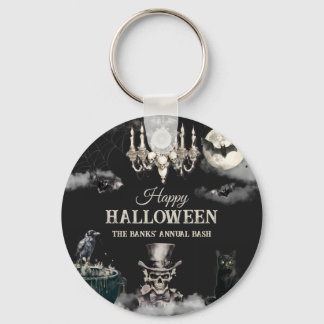 Dark Vintage Gothic Skull Annual Halloween Party Key Ring