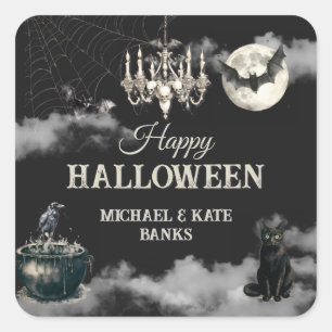 Dark Vintage Gothic Skull Annual Halloween Party Square Sticker