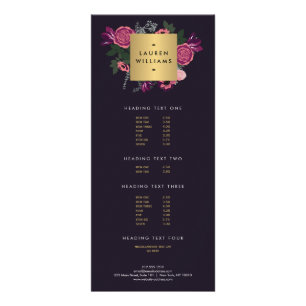 Dark Vintage Modern Floral Motif Luxe Designer II Rack Card