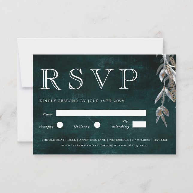 Dark Vintage Wreath with rustic Foliage Invitation (Front)