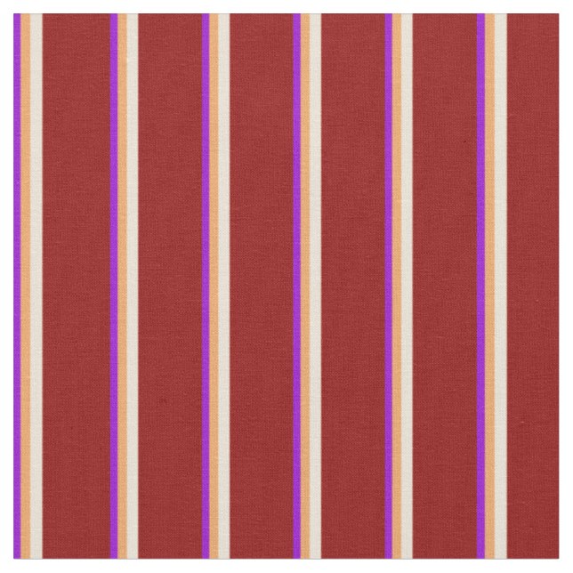 Dark Violet, Brown, Bisque, and Dark Red Lines Fabric (Close Up)