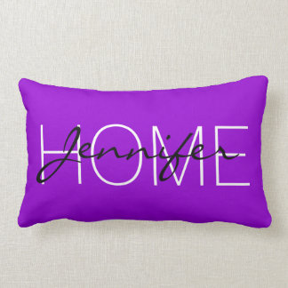 Dark violet colour home monogram lumbar cushion