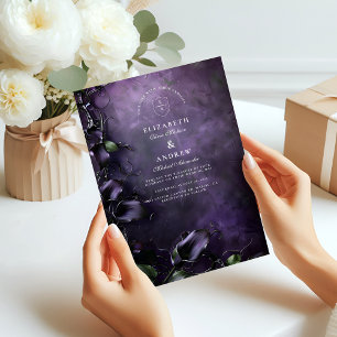 Dark Violet Gothic Romance Invitation