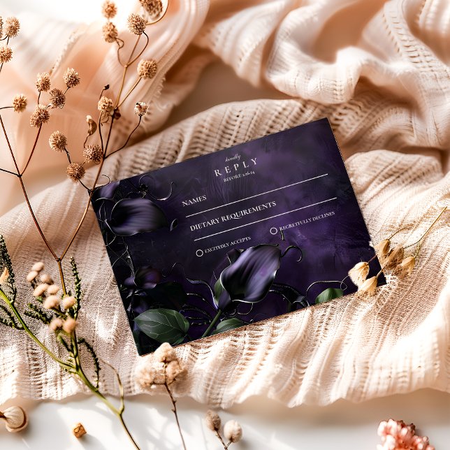 Dark Violet Gothic Romance RSVP Card (Creator Uploaded)