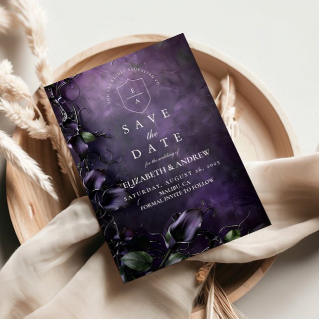 Dark Violet Gothic Romance Save The Date (Creator Uploaded)