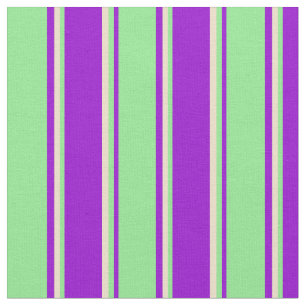 Dark Violet, Light Green & Tan Stripes Pattern Fabric