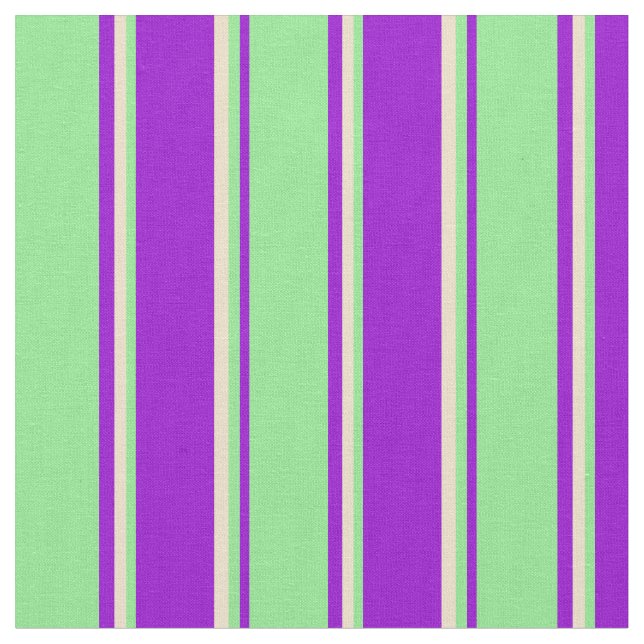 Dark Violet, Light Green & Tan Stripes Pattern Fabric (Close Up)