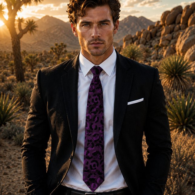 Dark Violet Metallic Leopard Print Tie (Creator Uploaded)