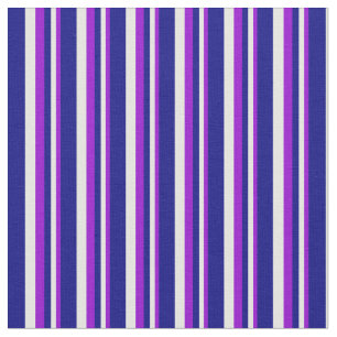 Dark Violet, Mint Cream & Blue Lines Fabric