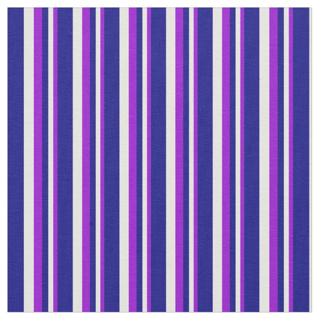 Dark Violet, Mint Cream & Blue Lines Fabric (Close Up)