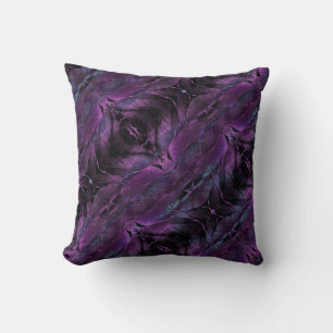 Dark Violet Purple Abstract Feather Texture Cushion