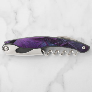 Dark Violet Purple Abstract Feather Texture Waiter Corkscrew
