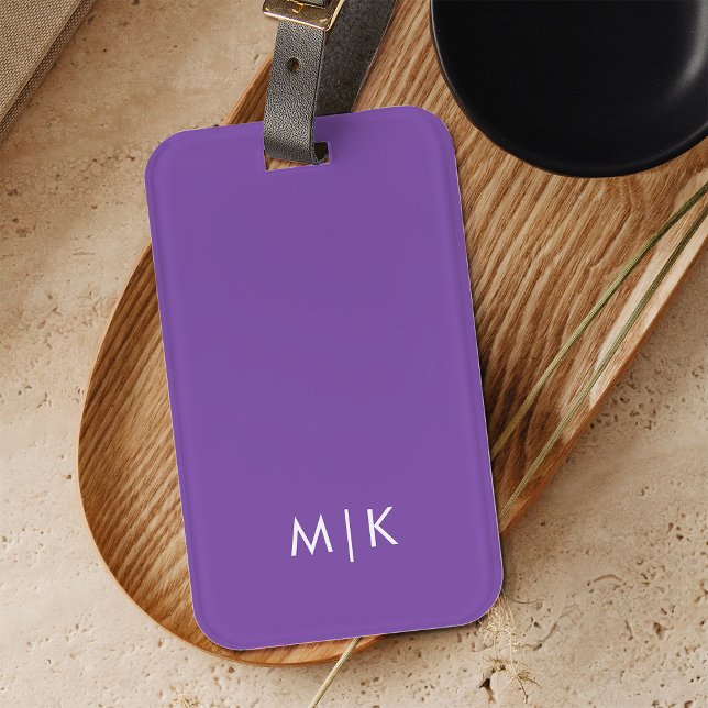 Dark Violet Purple | Modern Monogram Luggage Tag (Creator Uploaded)