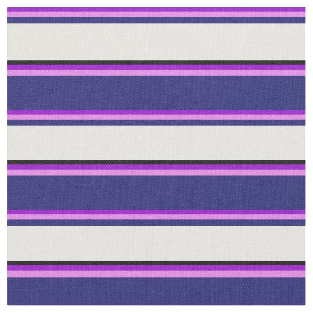 Dark Violet, Violet, Midnight Blue, White & Black Fabric (Close Up)