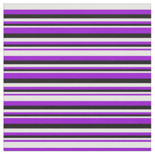 Dark Violet, White & Black Striped Pattern Fabric