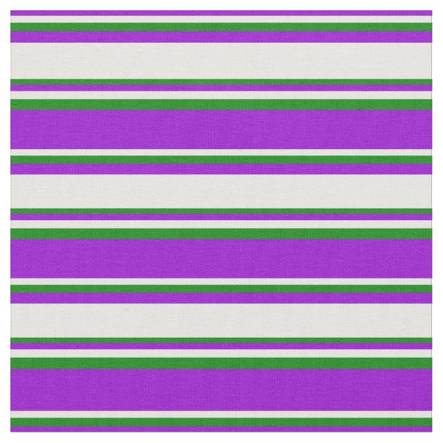 Dark Violet, White & Green Coloured Lines Fabric (Close Up)