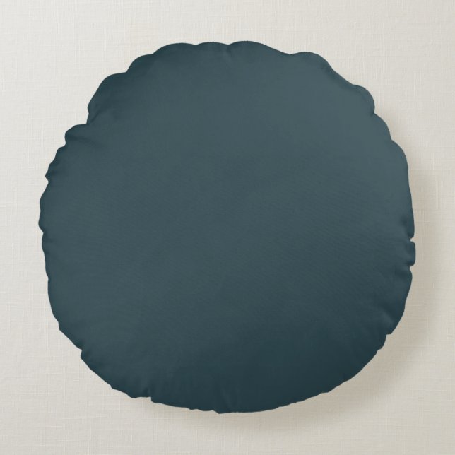 Dark Viridian Blue-Green Solid Round Cushion (Front)