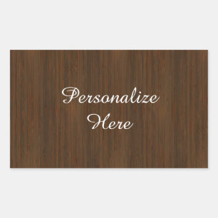 Dark Walnut Brown Bamboo Wood Grain Look Rectangular Sticker