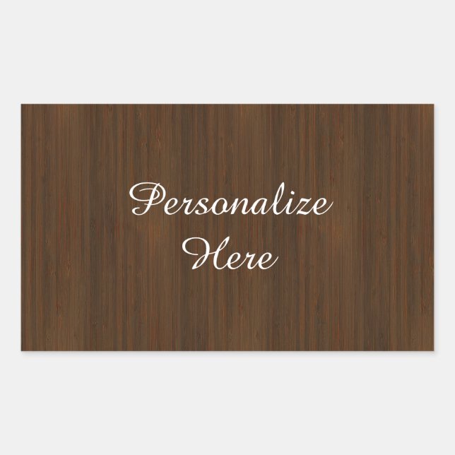 Dark Walnut Brown Bamboo Wood Grain Look Rectangular Sticker (Front)