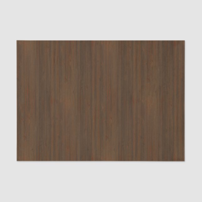 Dark Walnut Brown Bamboo Wood Grain Look Tissue Paper (Front)