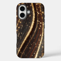 Dark Walnut Wood Grain with Sparkling Gold Rivers 