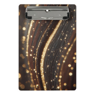 Dark Walnut Wood Grain with Sparkling Gold Rivers  Mini Clipboard