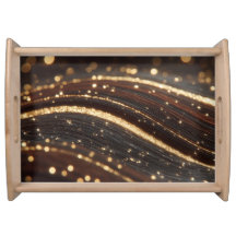 Dark Walnut Wood Grain with Sparkling Gold Rivers 