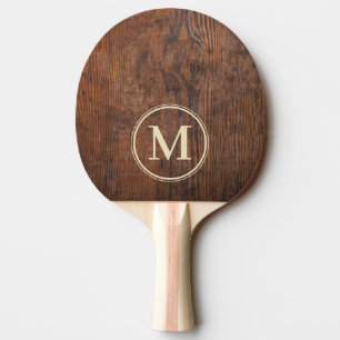 Dark Walnut Wood Monogram Ping Pong Paddle