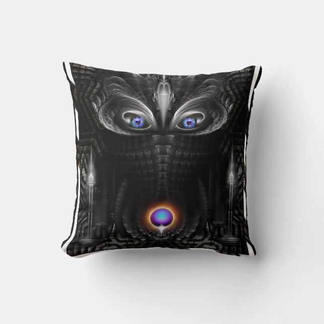 Dark Warrior Sculpture Fractal Art Cushion (Front)