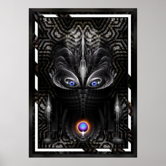 Dark Warrior Sculpture Fractal Art Poster (Front)