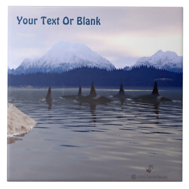 Dark Water Orca Ceramic Tile (Front)