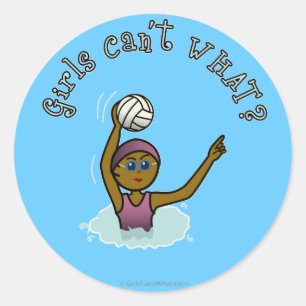 Dark Water Polo Player Girl Classic Round Sticker