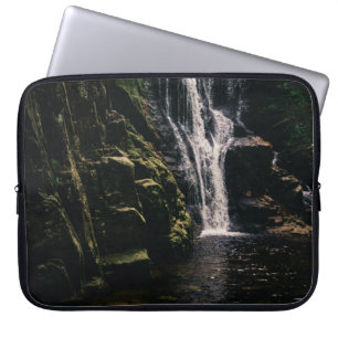 Dark Waterfall and A Lake, Nature Photograph Laptop Sleeve