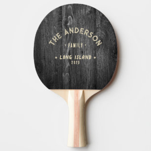 Dark Weathered Wood Vintage Seaside Family Name Ping Pong Paddle