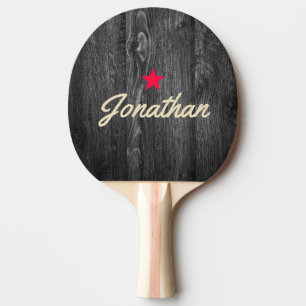 Dark Weathered Wood Vintage Star Signature Ping Pong Paddle