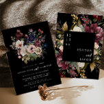 Dark Wedding Stationery Floral Wedding Invitations<br><div class="desc">This is a dark moody wedding invitation featuring dark tones and beautiful watercolor accents. Edit all wording except for the word"and". All font colours are also editable. The only colours that are not editable are the colours of the watercolor florals. // For matching designs, search ALINA in the Sincerely By...</div>
