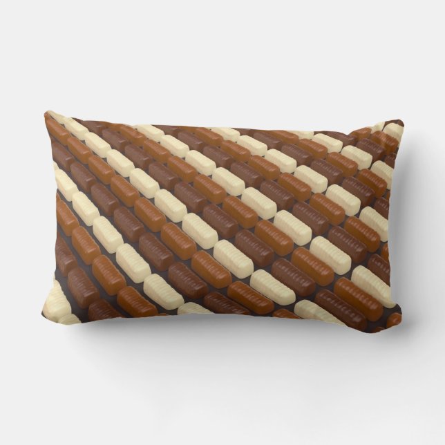 Dark, white and milk chocolate pralines lumbar cushion (Back)