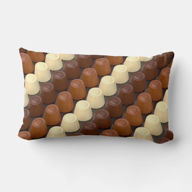 Dark, white and milk chocolate pralines lumbar cushion (Back)