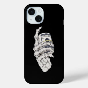dark white money hand skelton illustration iPhone 15 case