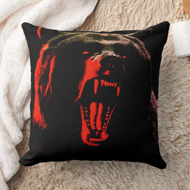 Dark Wild Bear Portrait in Dramatic Lighting Cushion (Blanket)