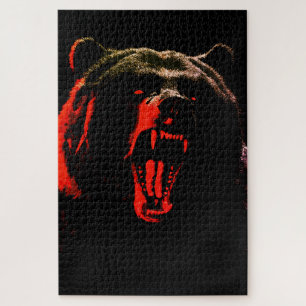 Dark Wild Bear Portrait in Dramatic Lighting Jigsaw Puzzle