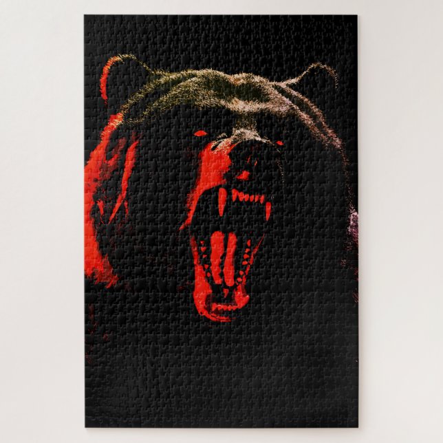 Dark Wild Bear Portrait in Dramatic Lighting Jigsaw Puzzle (Vertical)