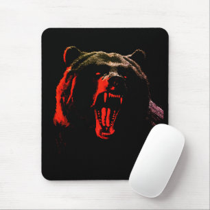 Dark Wild Bear Portrait in Dramatic Lighting Mouse Pad