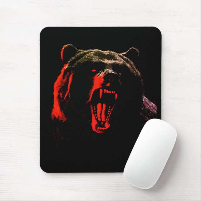 Dark Wild Bear Portrait in Dramatic Lighting Mouse Pad (With Mouse)