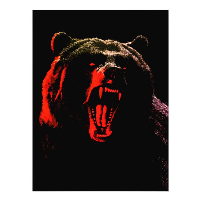 Dark Wild Bear Portrait in Dramatic Lighting Photo Print (Front)