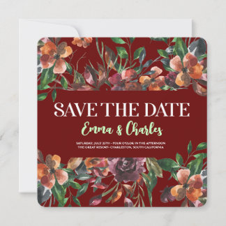 Dark Wild Flowers Save The Date  Invitation