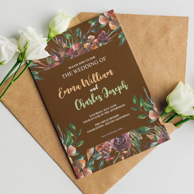 Dark Wild Flowers Wedding Theme Invitation (Creator Uploaded)