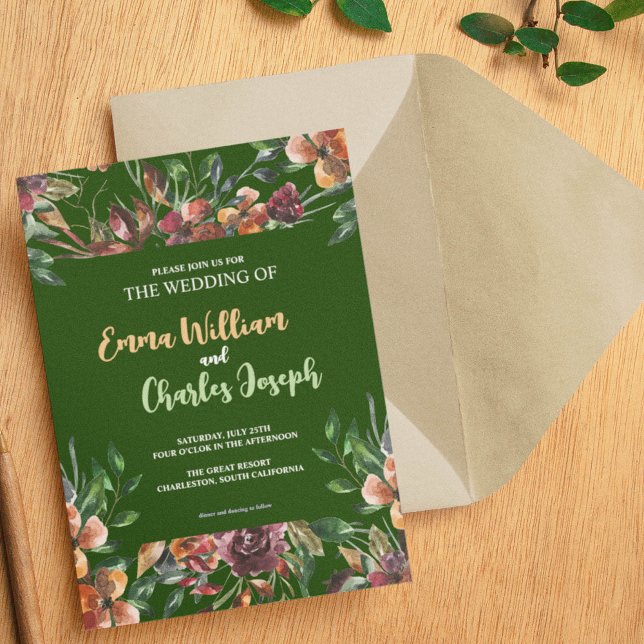 Dark Wild Flowers Wedding Theme Invitation (Creator Uploaded)