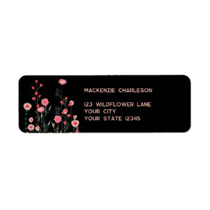 Dark Wildflower Boho Return Address Label