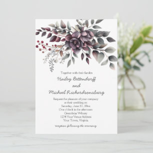 Dark Wine, Dusty Lavender, Dusty Purple, Sage   Invitation